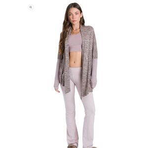 Hardtail mauve Chocolate Stripe Boxy Scarf Sweater Cardigan NWT lite weight